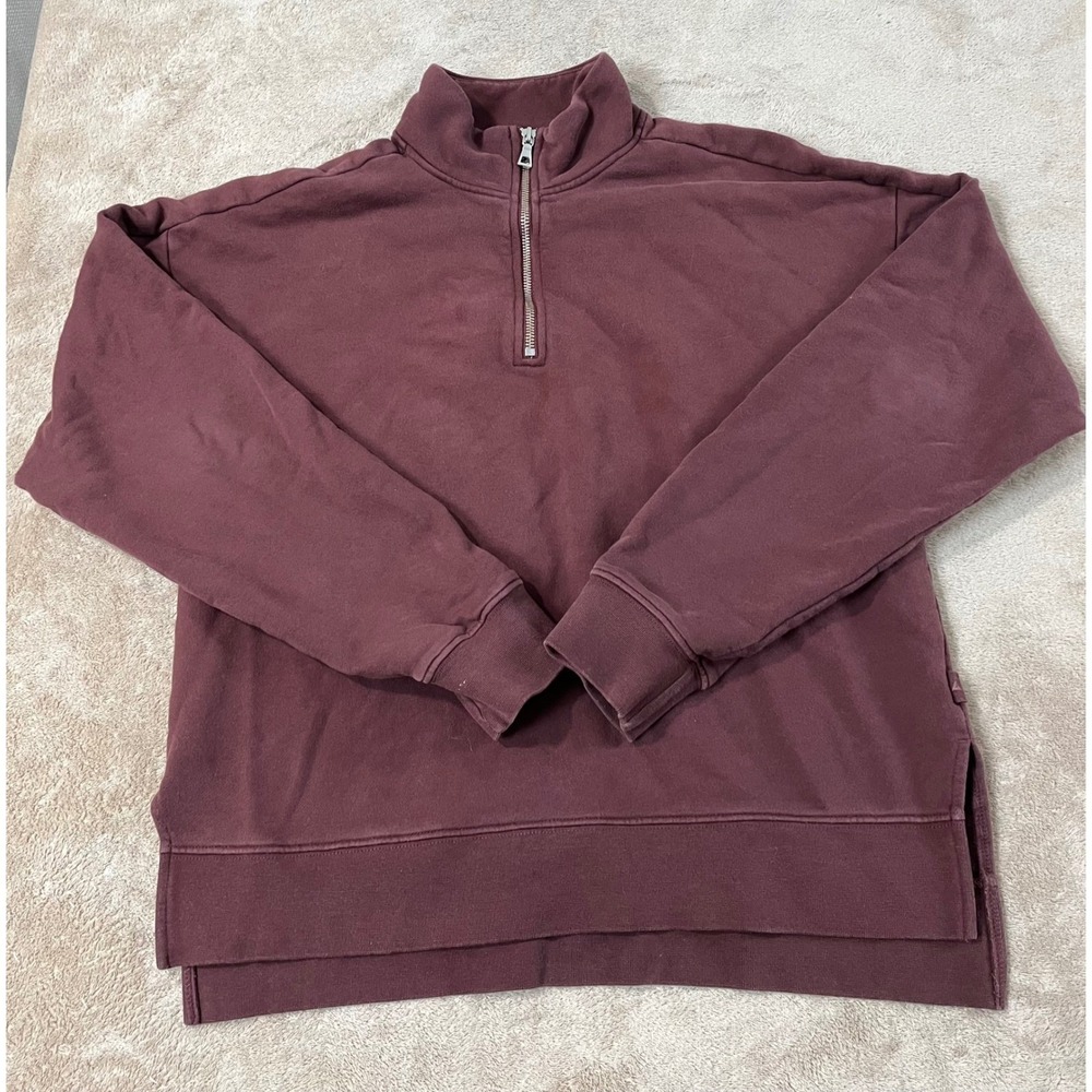 American Giant Carolina Half-Zip Sweatshirt Women's M Dark Burgundy L/S EUC